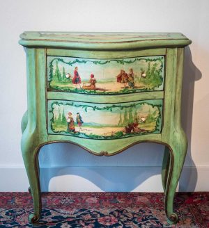 Cassettoncino piemontese laccato e dipinto a mano epoca fine 1800