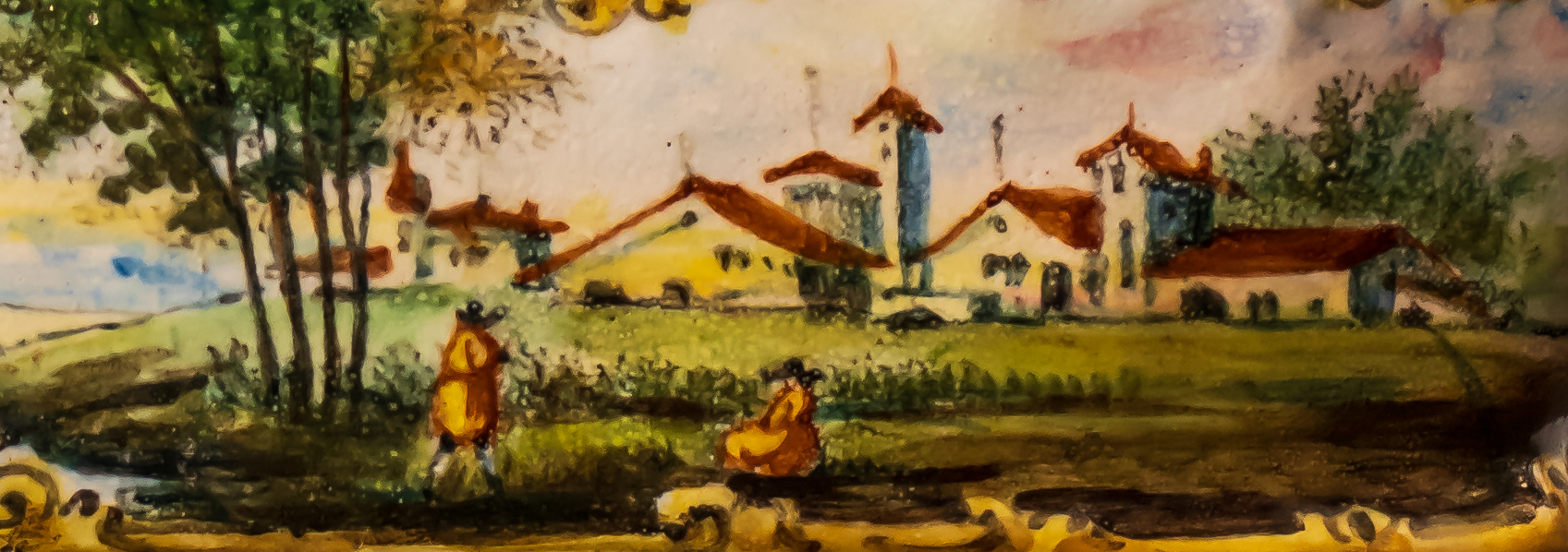 Centrotavola ed una scatoletta Minghetti in ceramica Bologna XIX secolo - immagine 3